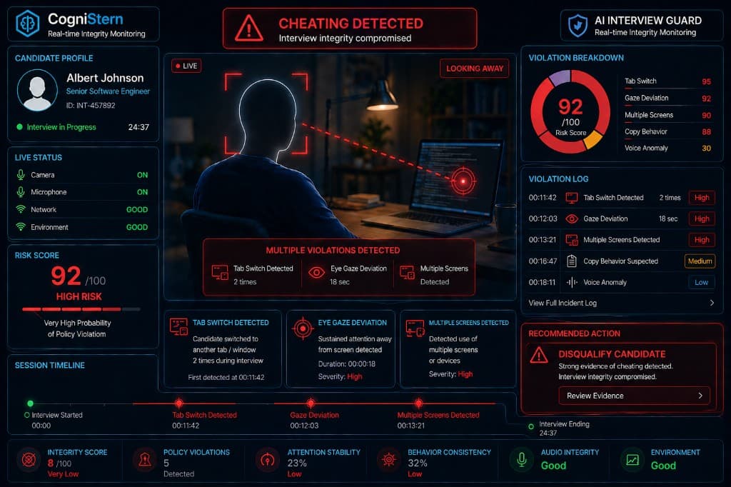 AI interview guard: real-time integrity monitoring and violation detection